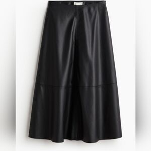 H&M Faux Leather Midi Skirt